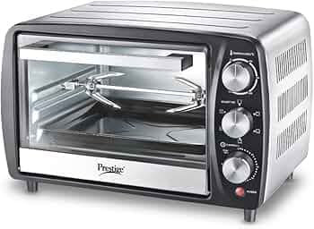 Prestige POTG 16 SS R Oven Toaster Griller with Rotisserie Function 16L, Silver & Black