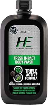 HE Fresh Impact 200ml Body Wash| Shower Gel for Face, Body & Hair| With Bamboo Charcoal, Pepper Oil , Refreshing Menthol | Long Lasting Fragrance | De...