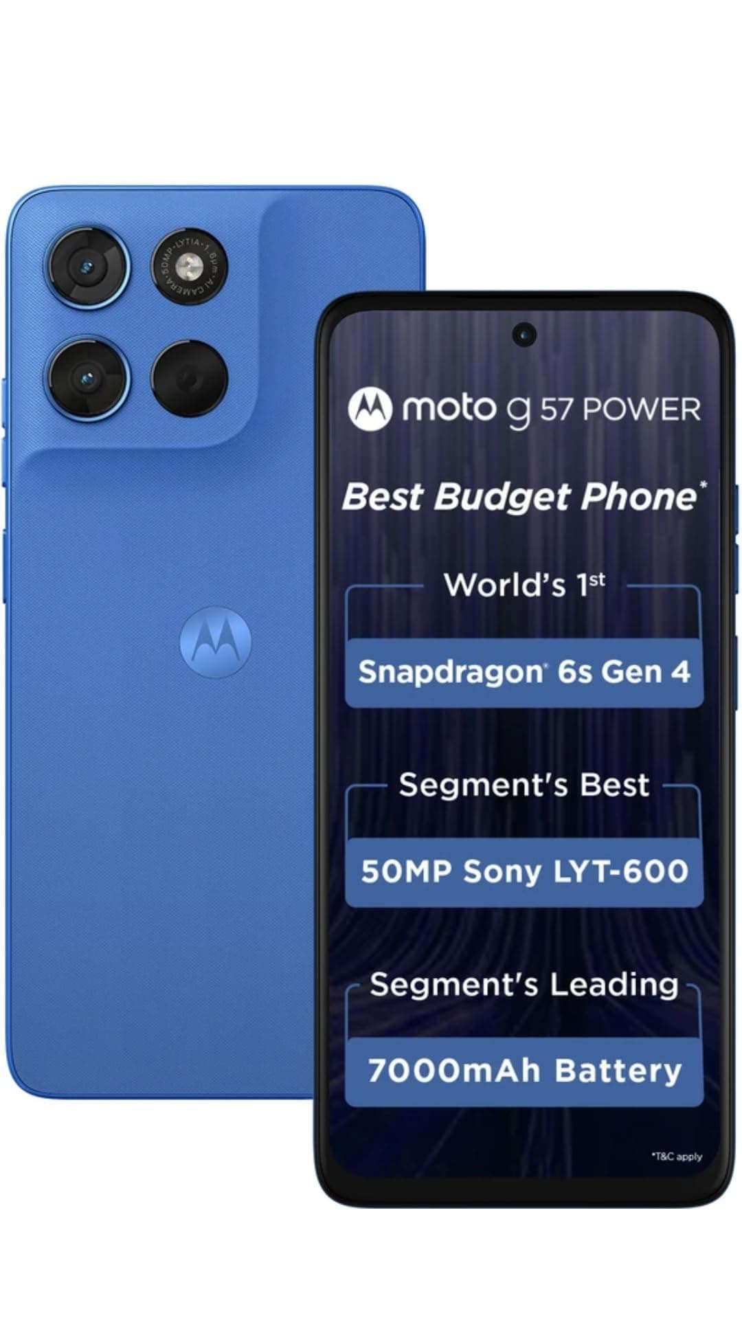 Motorola G57 Power 5G (Regatta, 8GB RAM, 128GB Storage) | Snapdragon 6s Gen 4 Processor | 6.72" FHD+ Display | 50MP LYT-600 + 8MP Ultrawide | 8MP Self...
