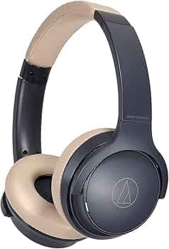Audio-Technica ATH-S220BTNBG Wireless On Ear Headphones, Navy Beige
