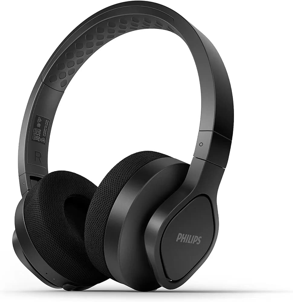 (Renewed) Philips Audio TAA4216 On-Ear Sports Bluetooth Headphones with IP55 Dust/Water Protection, 35 Hours Play Time, Cooling & Washable Ear Cups, Quick Charge, 40 mm Drivers and Built-in Mic (Black)