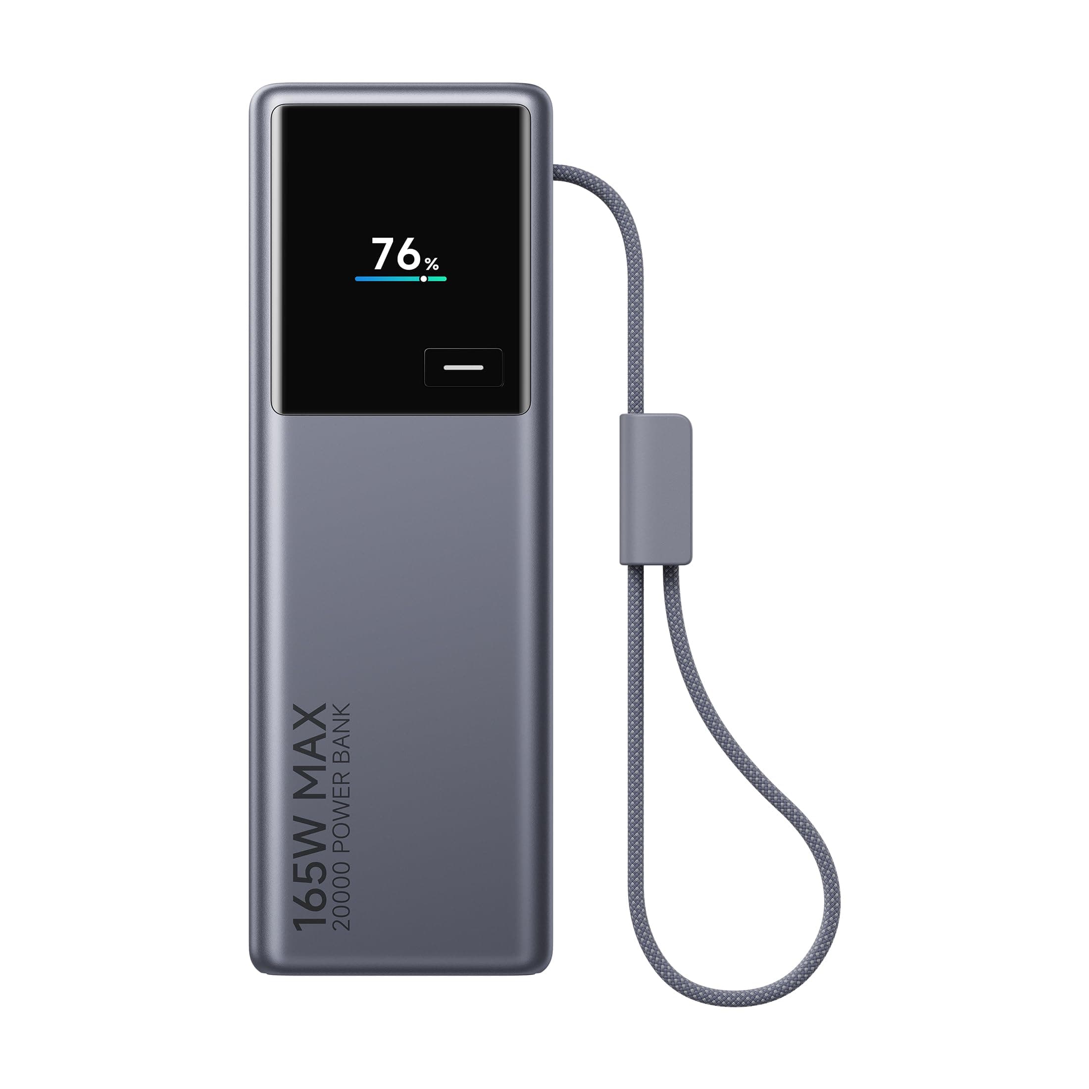 Xiaomi MI Power Bank 20000 165W Fast Charging|Built-in USB-C Cable|12Layer Protection|Digital Display|Triple Output|Charges Laptop,Tablet,Phone,Earbud...