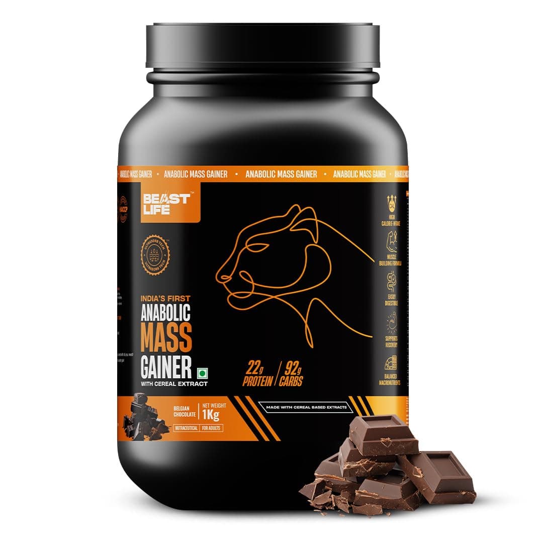 BeastLife Mass Gainer NO MALTODEXTRIN - INDIA'S #1 CEREAL BASED BULK FORMULA | High Protein High Calorie gainer for Beast Gains