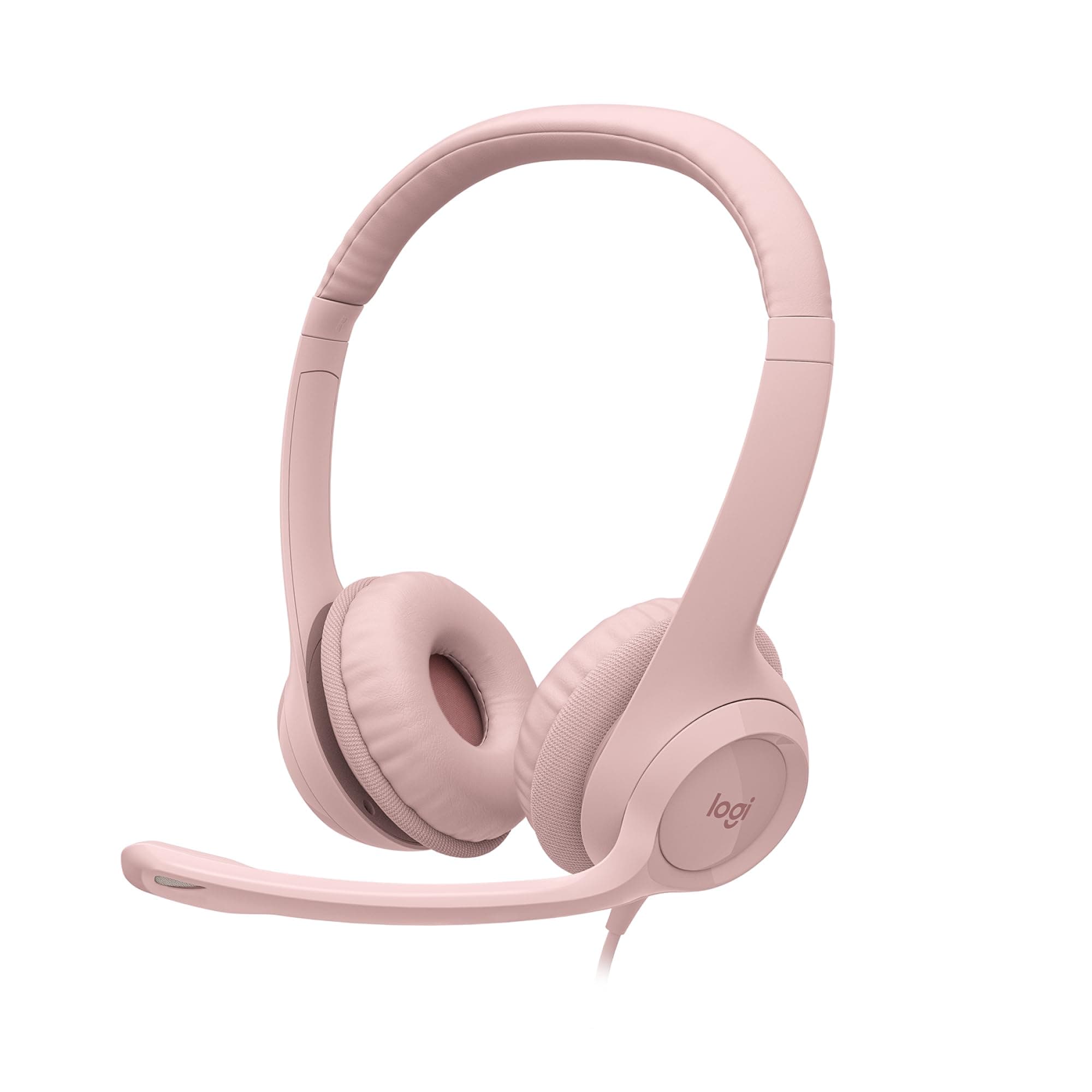 Logitech H390 Wired Headset for PC/Laptop, Stereo Headphones with Noise Cancelling Microphone, USB-A, in-Line Controls, Works with Chromebook - Rose