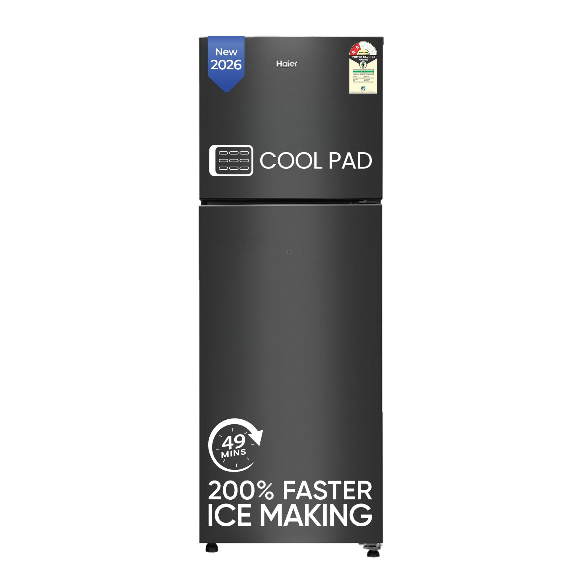 Haier 240L 2 Star Frost Free Top Mount Double Door Refrigerator|Cool Pad|200% Faster Ice Making in 49 Minutes (2026, HEF-252EGBA-P, GE Black)