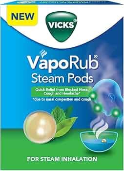 Vicks VapoRub SteamPods 4s, For Steam Inhalation, Quick relief from blocked nose, sinus congestion, headache, and cough due to cold.