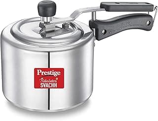 Prestige Svachh, 10732, 2 L, Straight Wall Aluminium Pressure Cooker, with deep lid for Spillage Control