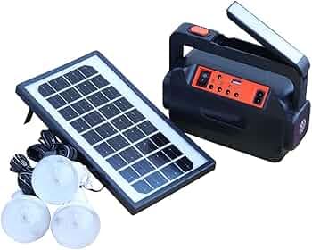 Smuf RL-4890 Portable Solar Inverter + 3 Bulb + Solar Plate + Mobile Charging Cable 10 Hours Backup Inverter Emergency Light (Multicolor)