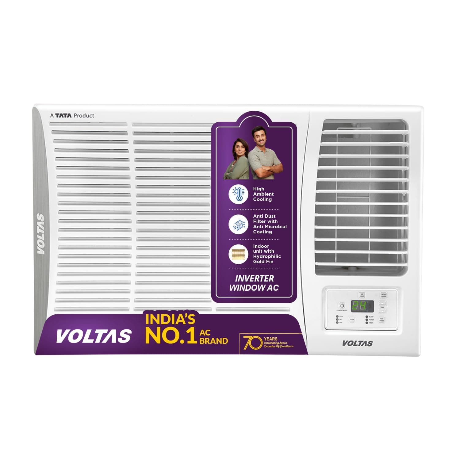 Voltas 1.5 ton 5 Star Inverter Window AC (Copper, 2-in-1 Cooling Modes, Anti-Dust Filter, 2-Way Swing, Memory Restart, Sleep Mode (185INV ELITE, White...