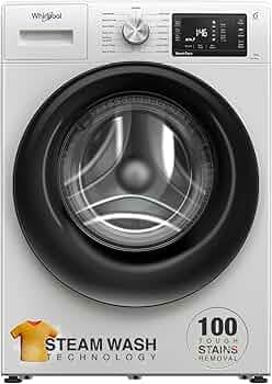 Whirlpool 8 Kg Steam Technology Inverter Front Load Washing Machine with In-Built Heater (XS8014BYW52E, Crystal White, 100+ Tough Stains, 6th Sense So...