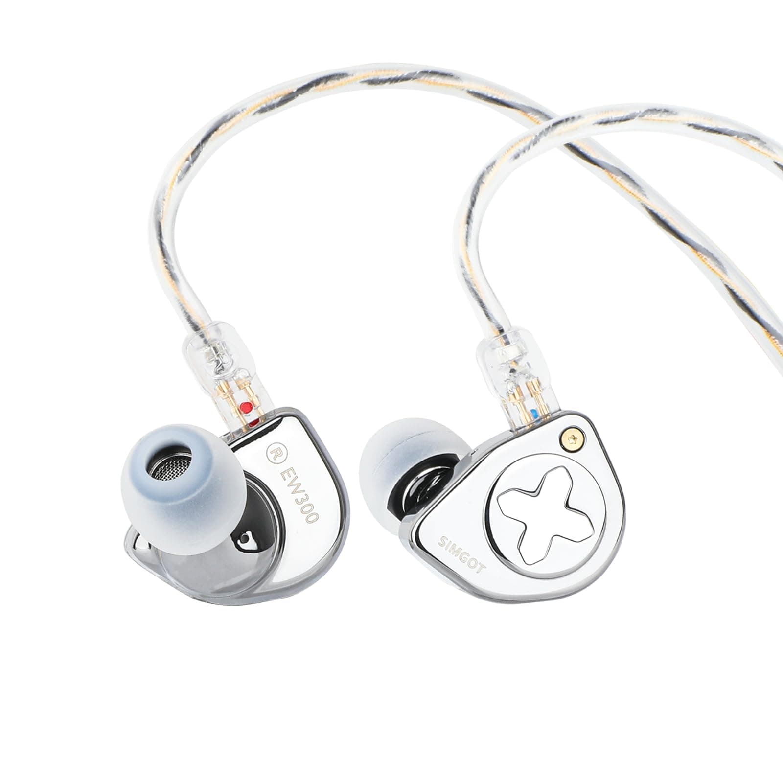 Linsoul SIMGOT EW300 1DD+1Planar+1PZT Hybrid Driver in Ear Monitor, Wired Earbuds IEM, Gaming Earbuds with Detachable Nozzles, Silver-Plated OFC IEM C...