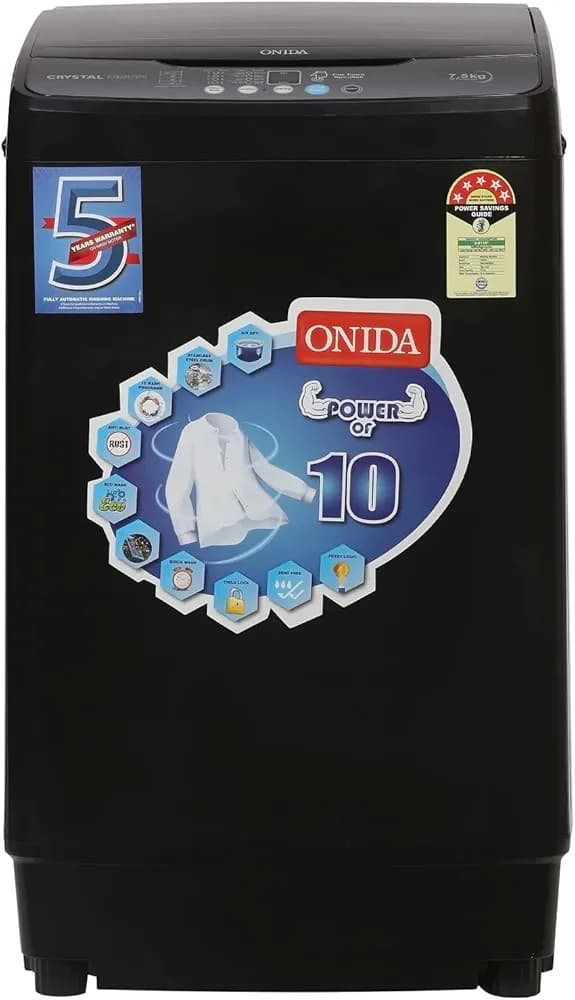 Onida 7.5 KG 5 Star Fully-Automatic Top Loading Washing Machine (T80CGN, Black)