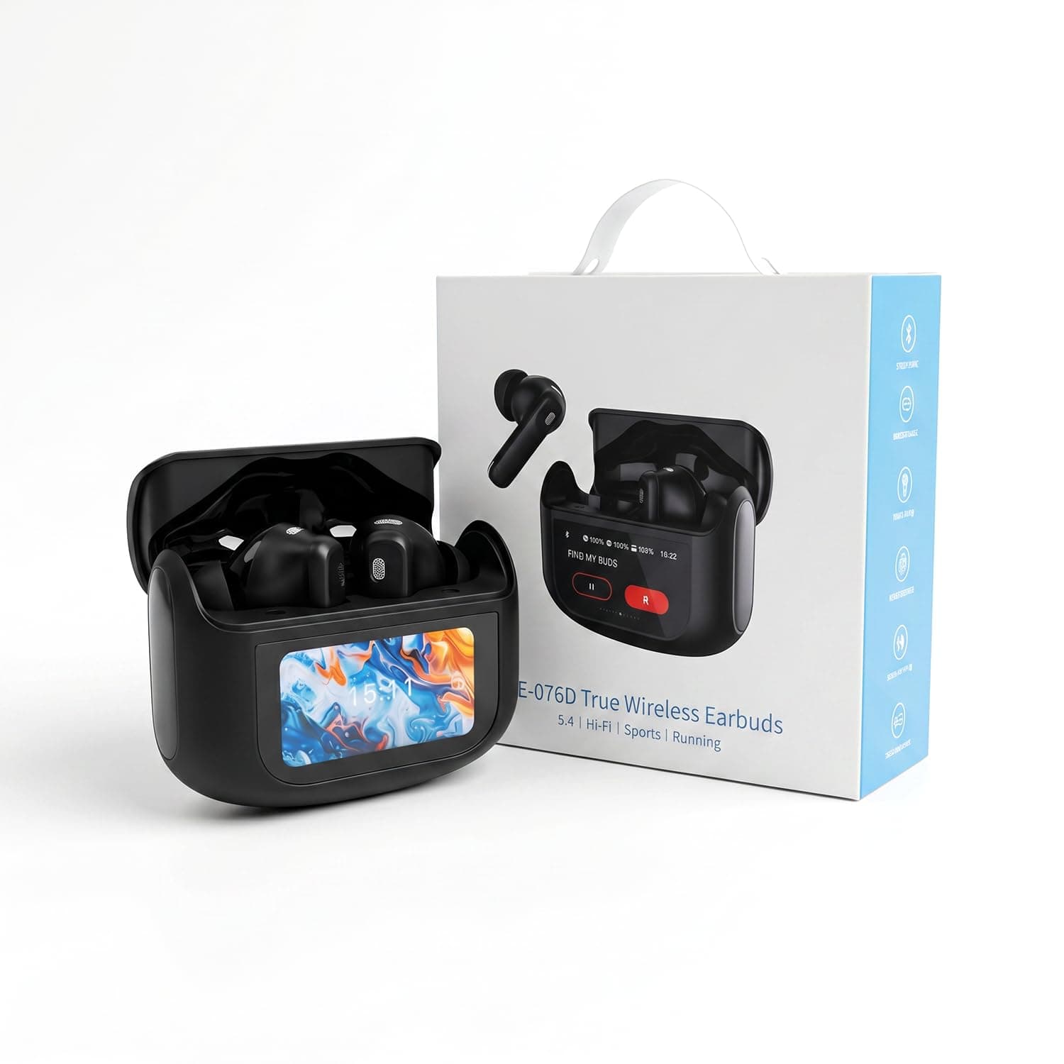 HE-076D TWS Earbuds Bluetooth 5.4 Wireless Earphones, 40Hrs Battery with ANC+ENC Noise Cancellation, 10mm Driver, 12m Range, in-Ear Headphones