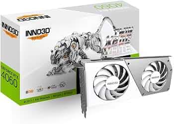 INNO3D NVIDIA GEFORCE RTX 4060 TWIN X2 OC WHITE 8GB GDDR6 128-bit PCI-E 4.0 X8 Gaming Graphics Card - N40602-08D6X-173051W