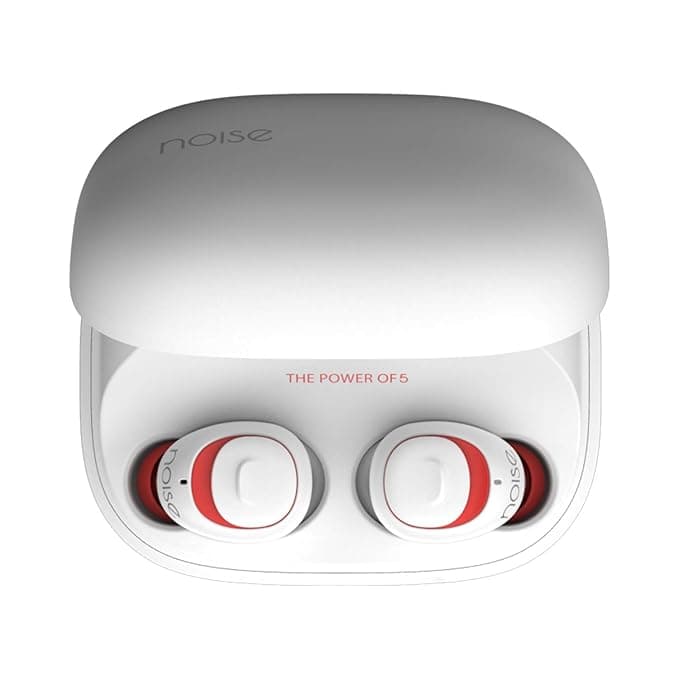 Noise Shots X5 Charge Truly Wireless Bluetooth Earbuds Earphones with Charging Case - Candy White In-Ear