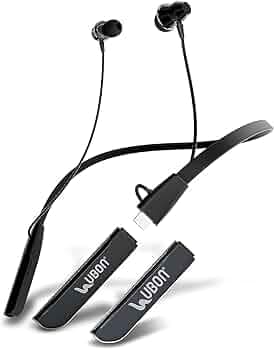 Ubon CL-35 in-Ear Bluetooth Neckband with Dual Battery Backup, Fast Charging Up to 100 Hrs Playtime, Real Stereo Sound & High Bass, Noise Isolating, R...