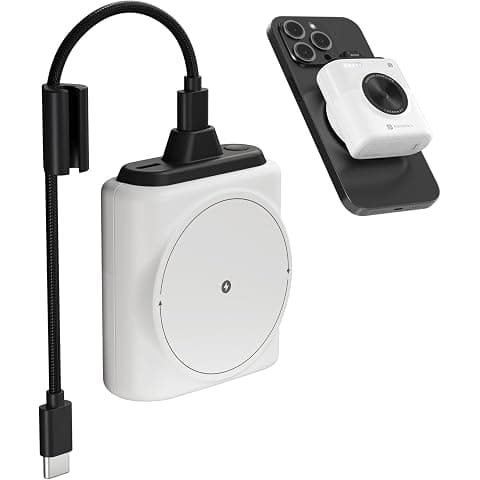 Portronics Moji 10K Smallest Wireless 10000Mah Fast Charging Power Bank with Detachable USB Type-C Cable, Strong Magnet, 20W Wired Output, for iPhone 12 & Above, Android & All Qi Enabled Devices