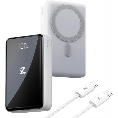 Z Plus Ultimate Charging Bundle: MagZap 2.0 20000mAh Mag-Safe Power Bank (22.5W PD) with 65W Braided USB-C to C Fast Charging Cable (1M, White) for iPhone 17/16, Galaxy S25 & MacBook