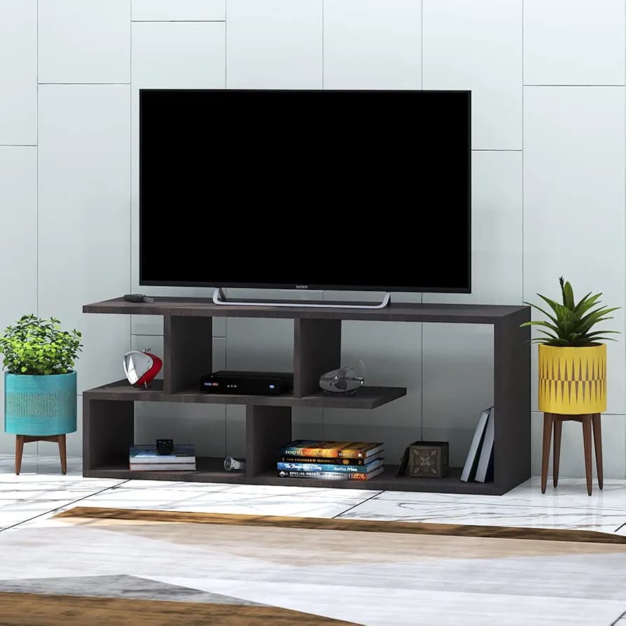 Klaxon Modern TV Unit for Living Room | TV Stand, TV Unit, Engineered Wood TV Cabinet, TV Unit with Open Shelf Storage - TV Unit for Living Room (Duff...