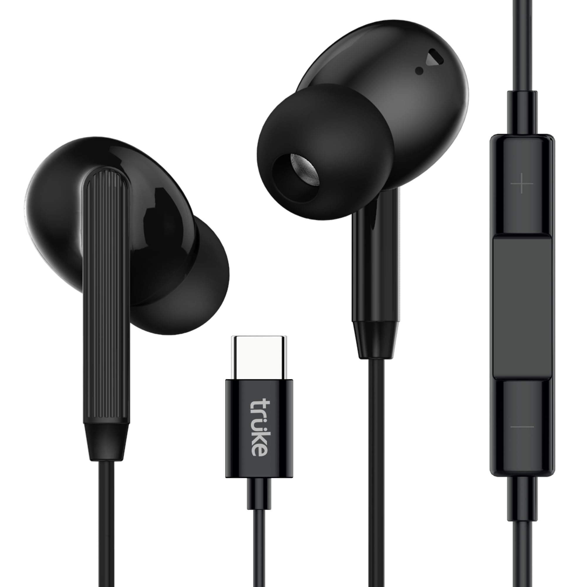 truke Bass 1 in-Ear Wired Earphones with Type-C Connector, 13mm Titanium Drivers, Deep High Bass, in-Line Music & Call Controls, Built-in Mic for Crys...