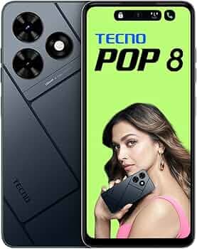 TECNO POP 8 (Gravity Black,(8GB*+64GB)| 90Hz Punch Hole Display with Dynamic Port & Dual Speakers with DTS| 5000mAh Battery |10W Type-C| Side Fingerpr...