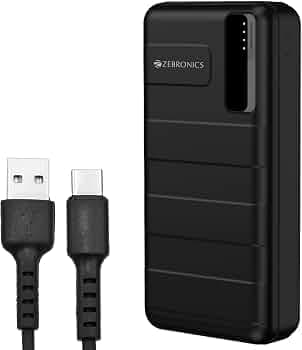 Zebronics MW52 20000mAh Capacity with 22.5W max. Output, Fast Charge Technology, Multiple Protocols Support, Type C Input/Output, Micro B Input, Dual ...