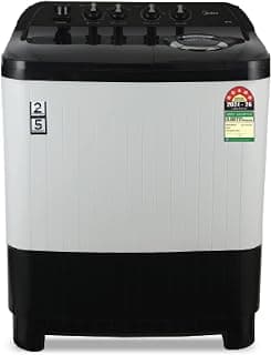 Midea 8kg Semi Automatic Top Load Washing Machine, Dual Wave Pulsator, 1350 RPM High-Speed Spin, Air Dry Spin Lid, Collar ...