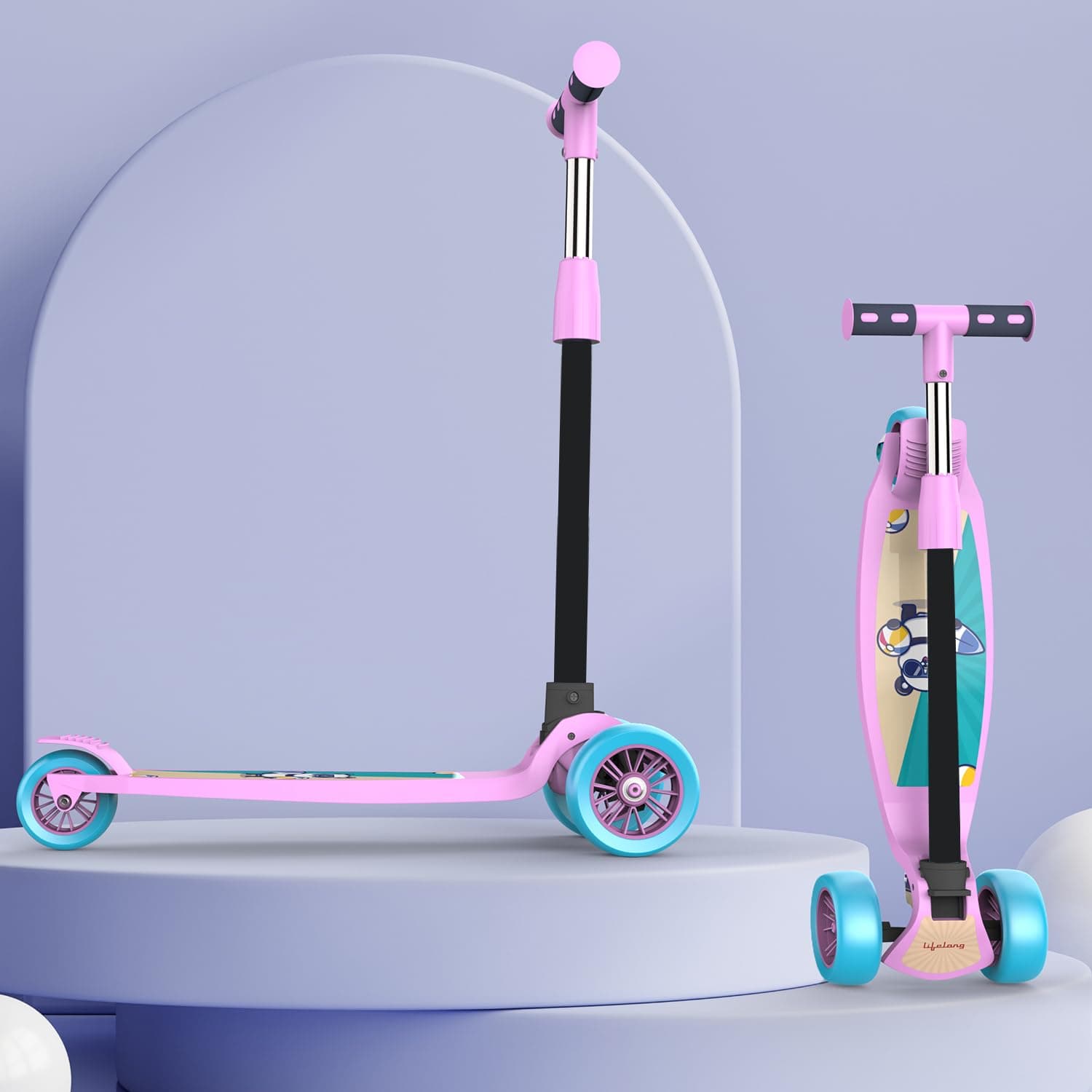 Lifelong Kick Scooter with Adjustable Height|Foldable Scooter|Skate Scooter for Kids with PVC Wheel|Age Upto 2-12 Years- Max User weight-50 kg, 6 Months Manufacturer's Warranty