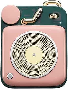 Muzen Mini Pink Bluetooth Speaker, Button Portable Vintage Small Cute Wireless Metal Speaker, Rechargeable High Definition Loud Volume Audio Speaker w...