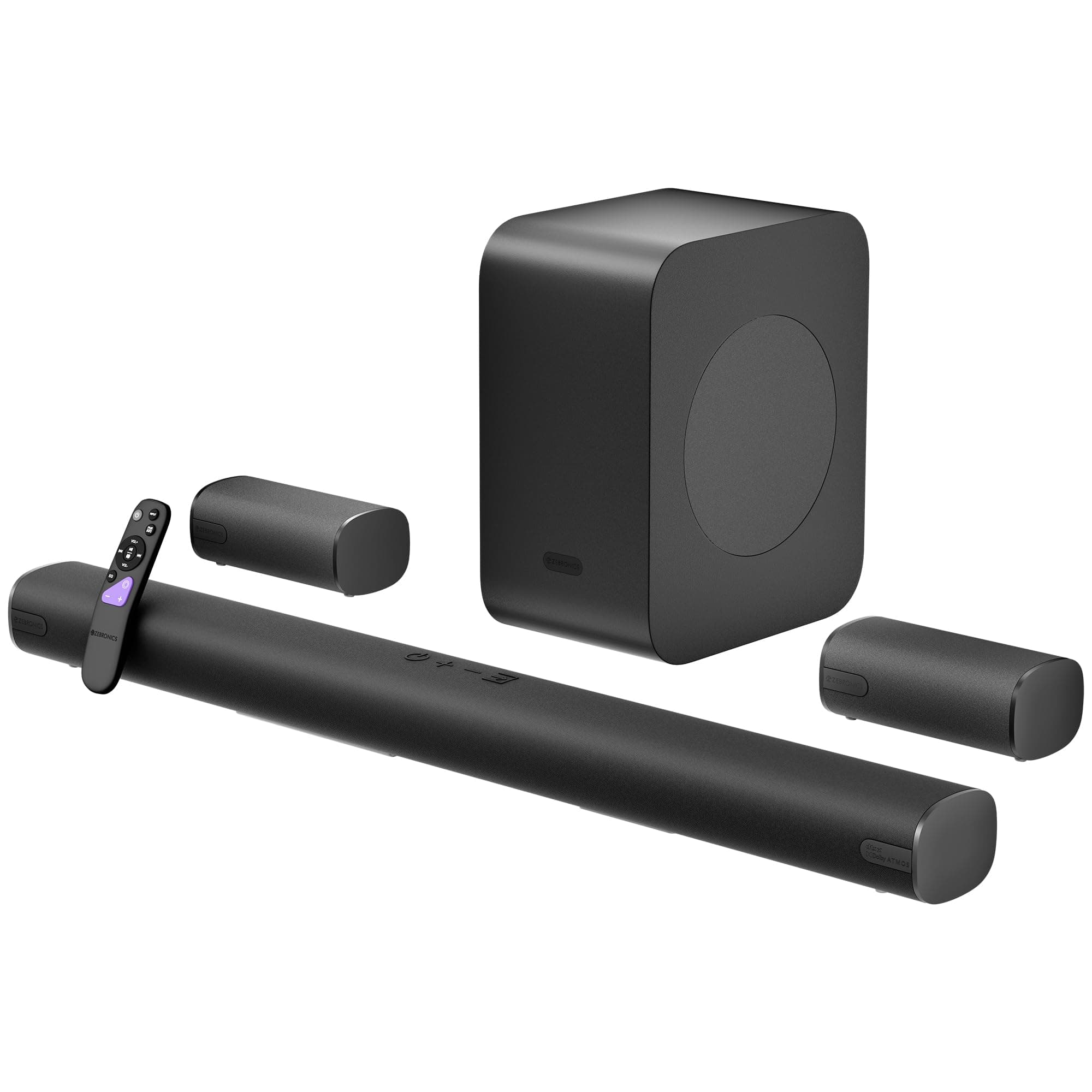 Zebronics Juke Bar 9890 1030W Soundbar 2026 Launch, 5.1.2 CH Surround Sound, Dolby Atmos, DTS X, BT v5.3, HDMI eARC, Optical in, Wireless Subwoofer, T...
