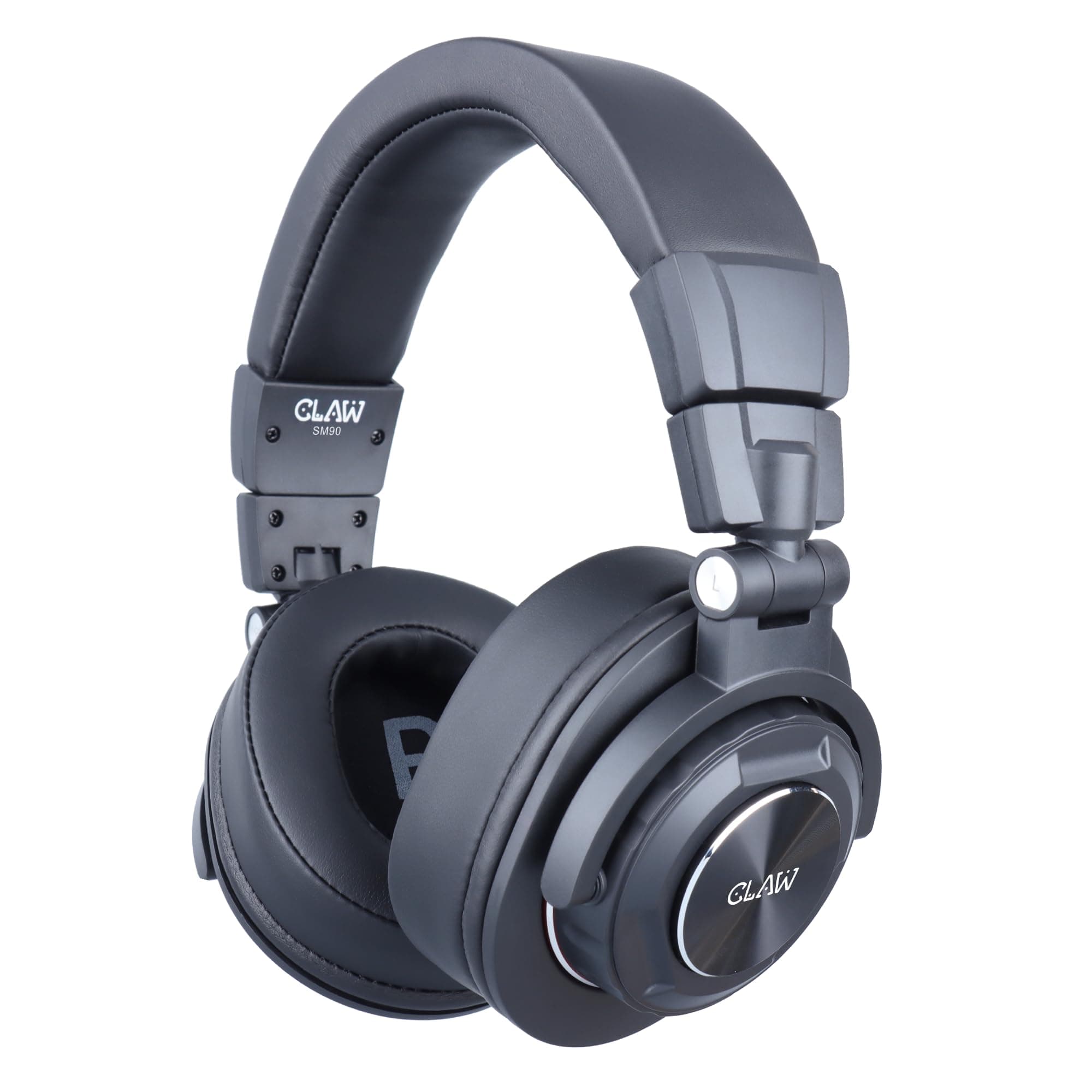 CLAW SM90 Studio Monitoring DJ Headphones, Wired Foldable Over-Ear with 50mm Neodymium Drivers, 4m Coiled Cable, 3.5mm to 6.35mm Adapter & Carrying Po...