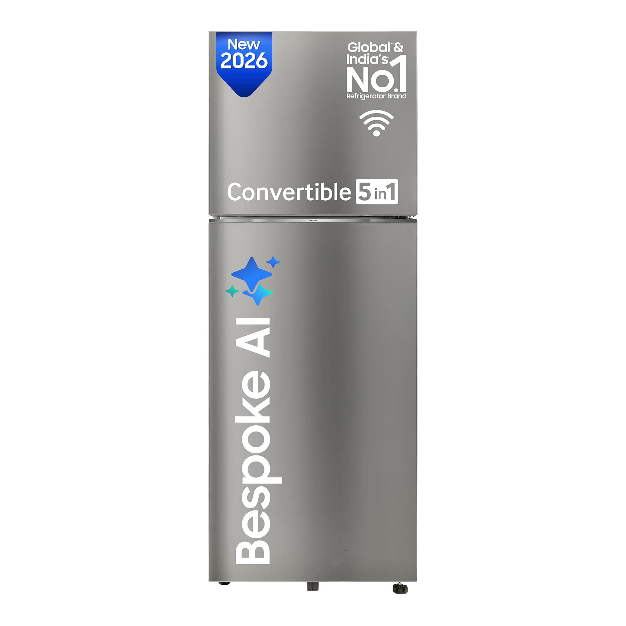 Samsung 350 L, 2 Star, Convertible 5-in-1, Digital Inverter, Frost Free Double Door, WiFi Bespoke AI Refrigerator (RT38HG5A42SLHL, Silver, Ez Clean St...
