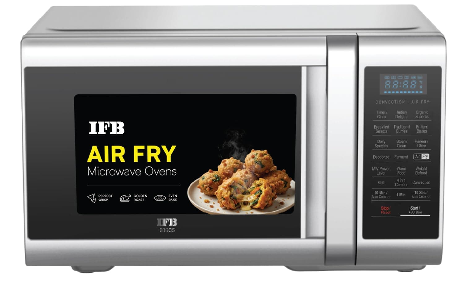IFB 28 L Convection Microwave with Air Fry, Grill & Multi-Stage Cooking, Fermentation, Homemade Paneer/Ghee Modes, 300 Auto Cook Menus (28SC5, Silver,...
