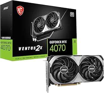 MSI GeForce RTX 4070 VENTUS 2X E 12G OC Graphic Card - NVIDIA GeForce RTX 4070 GPU, 12GB GDDR6 192-bit Memory, 21 Gbps, PCI Express 4 Interface, Upto ...