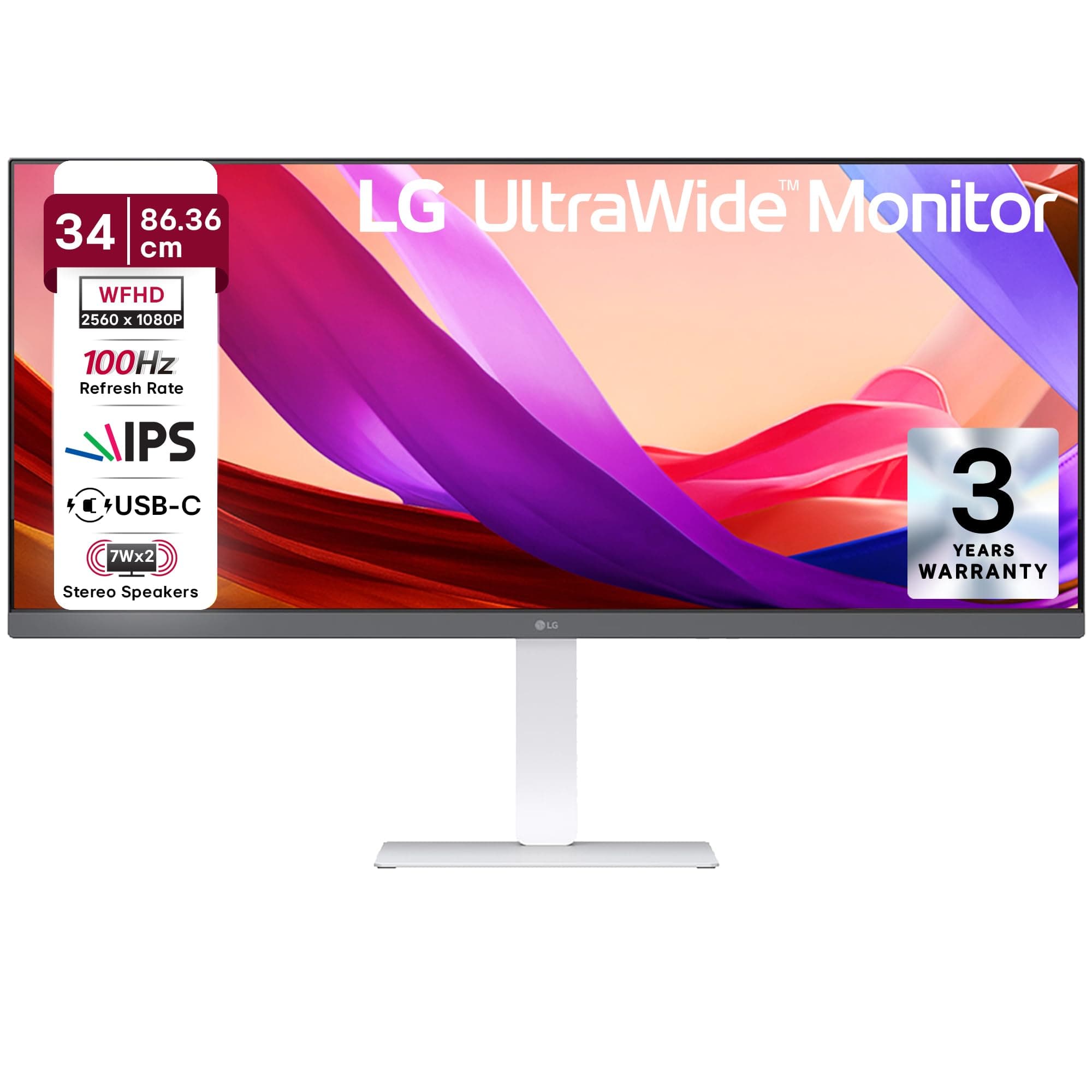 LG 34U530A 86.36cm (34 Inch) UltraWide WFHD (2560x1080) IPS Monitor, Anti-Glare, HDR10, 3-Side Virtually Borderless, HDMI, DP, USB-C, Speakers, Tilt/H...