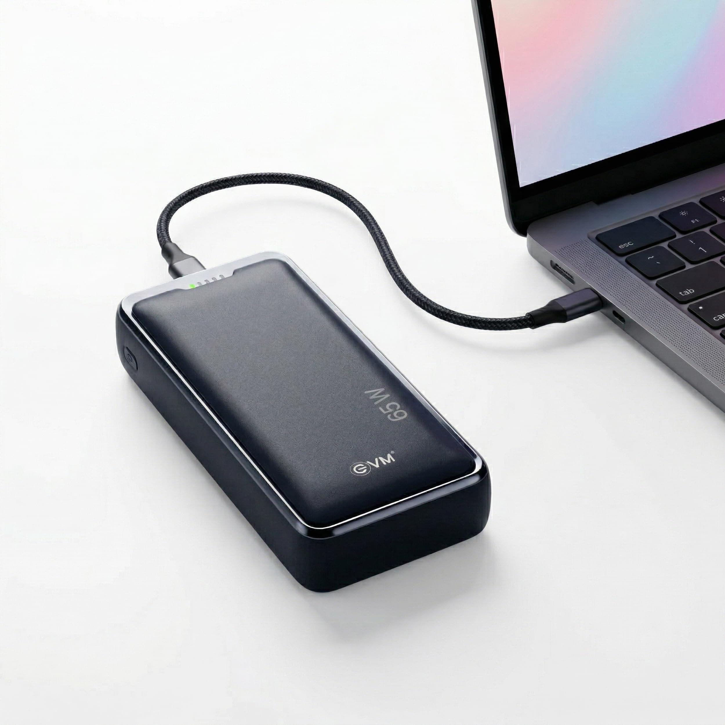 EVM 30000mAh Laptop Power Bank | 65W PD Fast Charging | USB C Type-C Input Output | Dual Output for Laptop & Mobile | Portable Travel Charger | 1 Year...
