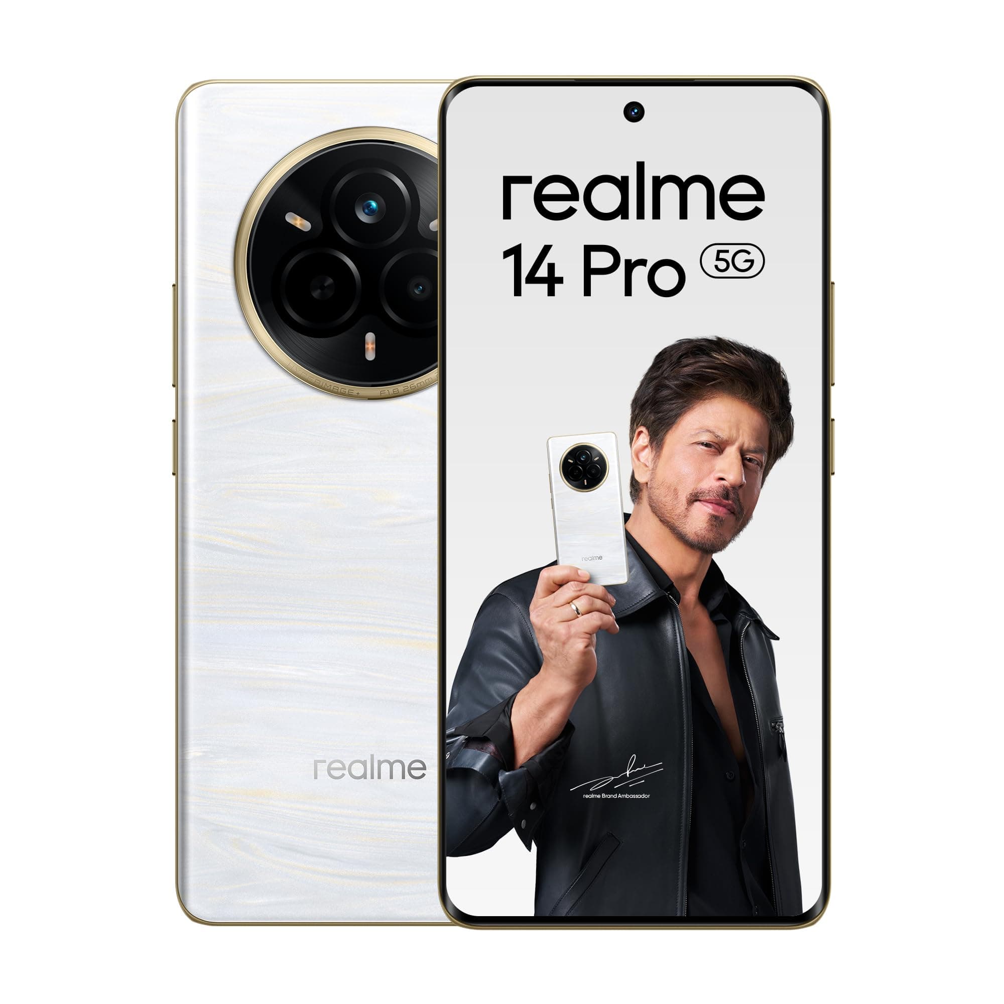 realme 14 Pro 5G Smartphone 8+256GB White, 6.77-inch Curved Screen, 120Hz Display, 45W SuperVOOC, 6000mAh Battery, 50MP Camera, Dimensity 7300 Energy,...
