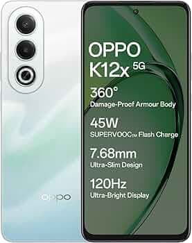 Oppo K12x 5G Smartphone (8GB RAM + 256GB Storage) | 16.94cm LCD Display, 5100mAh Battery | 45W SUPERVOOC Flash Charge | 360 Damage-Proof Armour Body |...