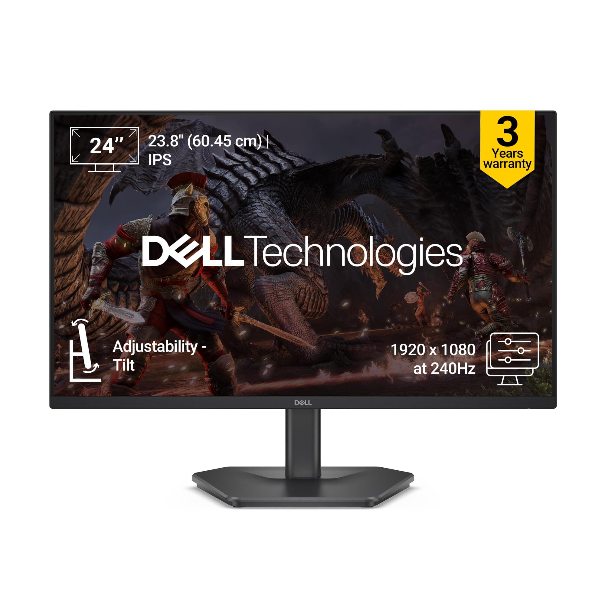 Dell SE2426HG 24" (Smartchoice) FHD Gaming Monitor | 240Hz Fast IPS | 0.5ms Response | AMD FreeSync Premium | HDR10 | 99% sRGB | Eye Comfort | Tilt St...