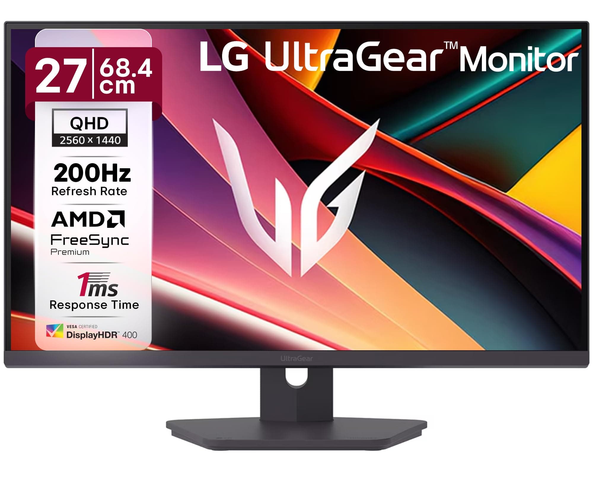 LG 27G610A 68.4 cm (27 Inch) Ultragear QHD (2560x1440) IPS Gaming Monitor, 1ms (GtG), 200Hz, sRGB 99%(Typ.), Anti-Glare, HDR10, AMD FreeSync, DP, HDMI...