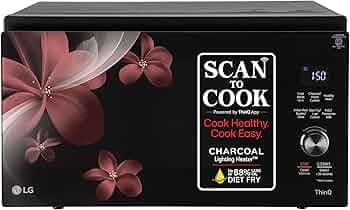 LG 32 L Scan to Cook Wi-Fi Enabled Charcoal Convection Healthy Microwave Oven (MJEN326PKW, Black, Heart Friendly Recipes & 360 Motorised Rotisserie)