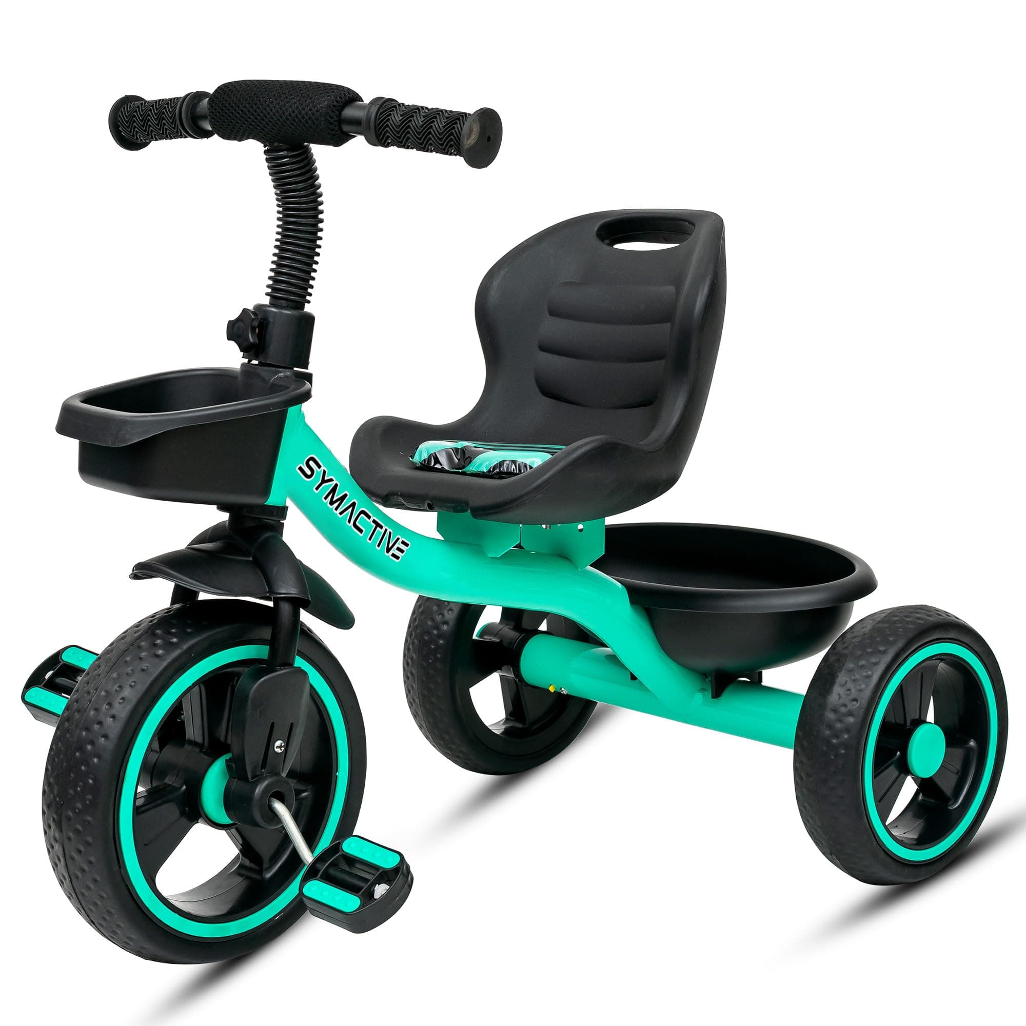 Amazon Brand - Symactive Tricycle for Kids | Plug N Play | Baby Cycle with Grip Handle, Eva Wheels, Seat & Basket | Kids Tricycle/Cycle | 2+ Years Uni...