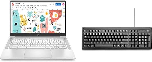 HP Chromebook Laptop (Intel Celeron Processor/4GB RAM & 256GB SSD Storage/ChromeOS) - na0002TU + Keybord + Mice