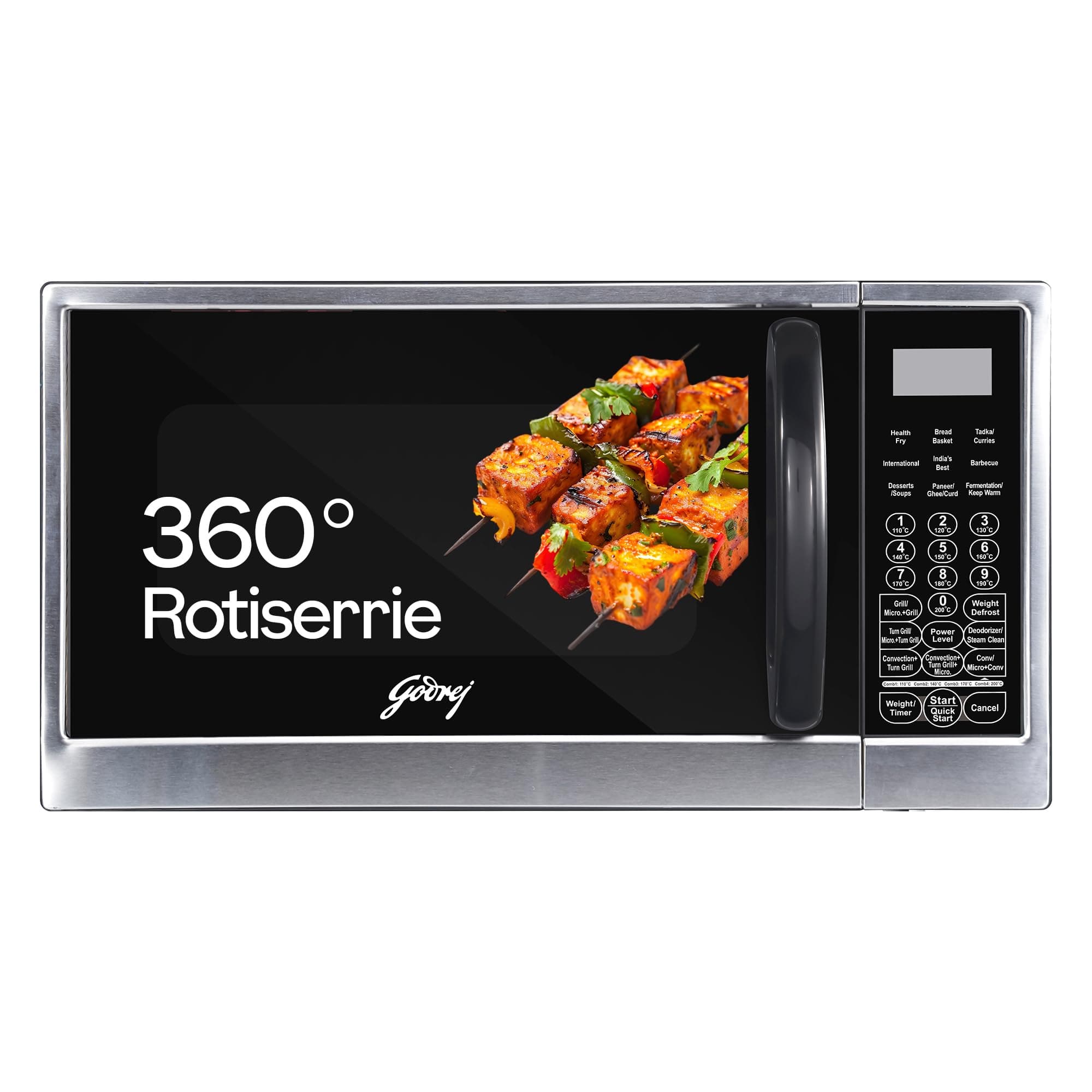 Godrej 30 L Steam Clean Convection Microwave Oven With Rotisserie, Dual Grill Technology and 375 Instacook Menus (2024 Model, GME 530 CR1 SZ, Black, S...