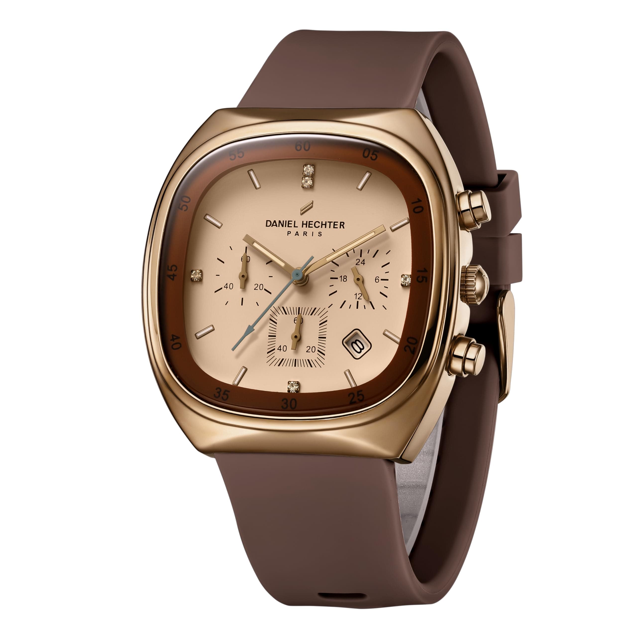 Daniel Hechter Paris Bercy Collection Modern Multi Functional Watch for Men with Square Dial and Silicon Band-DHM1001