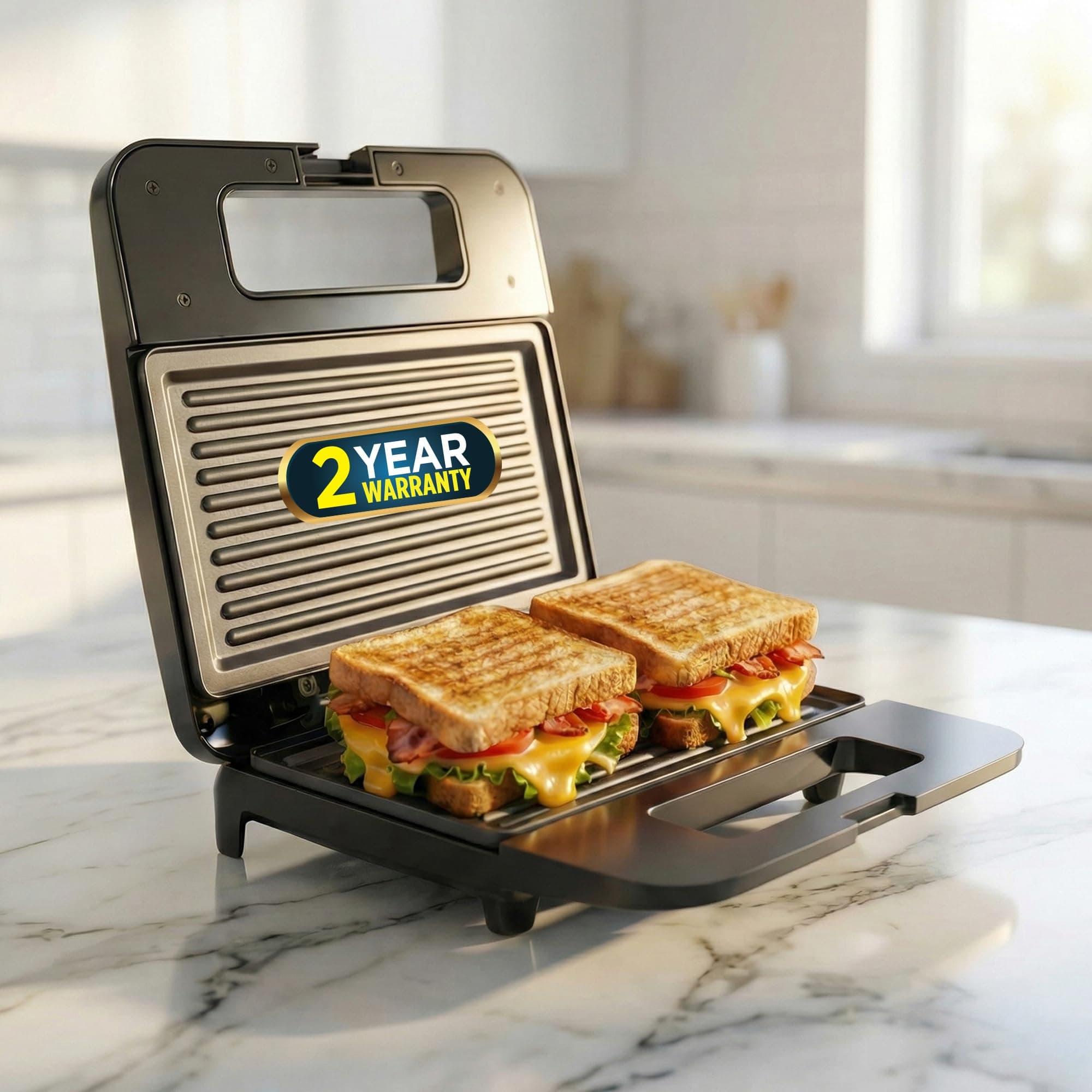 iBELL SM410N Sandwich Maker with Non Stick Sandwich Plates Grill & Toast, Electric, Nonstick, 800 Watt (Black)
