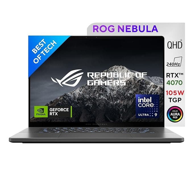 (Refurbished) ASUS ROG Zephyrus G16, Intel Core Ultra 9 185H Gaming Laptop(NVIDIA RTX 4070-8GB/105W TGP/32GB RAM/1TB SSD/2.5K QHD+/16"/240Hz/RGB KB/90WHr/Windows 11/Office 2021/Eclipse Gray/1.85 Kg) GU605MI-QP253WS