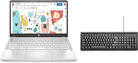 HP Chromebook Laptop (Intel Celeron Processor/4GB RAM & 256GB SSD Storage/ChromeOS) - na0003TU + Keybord + Mice