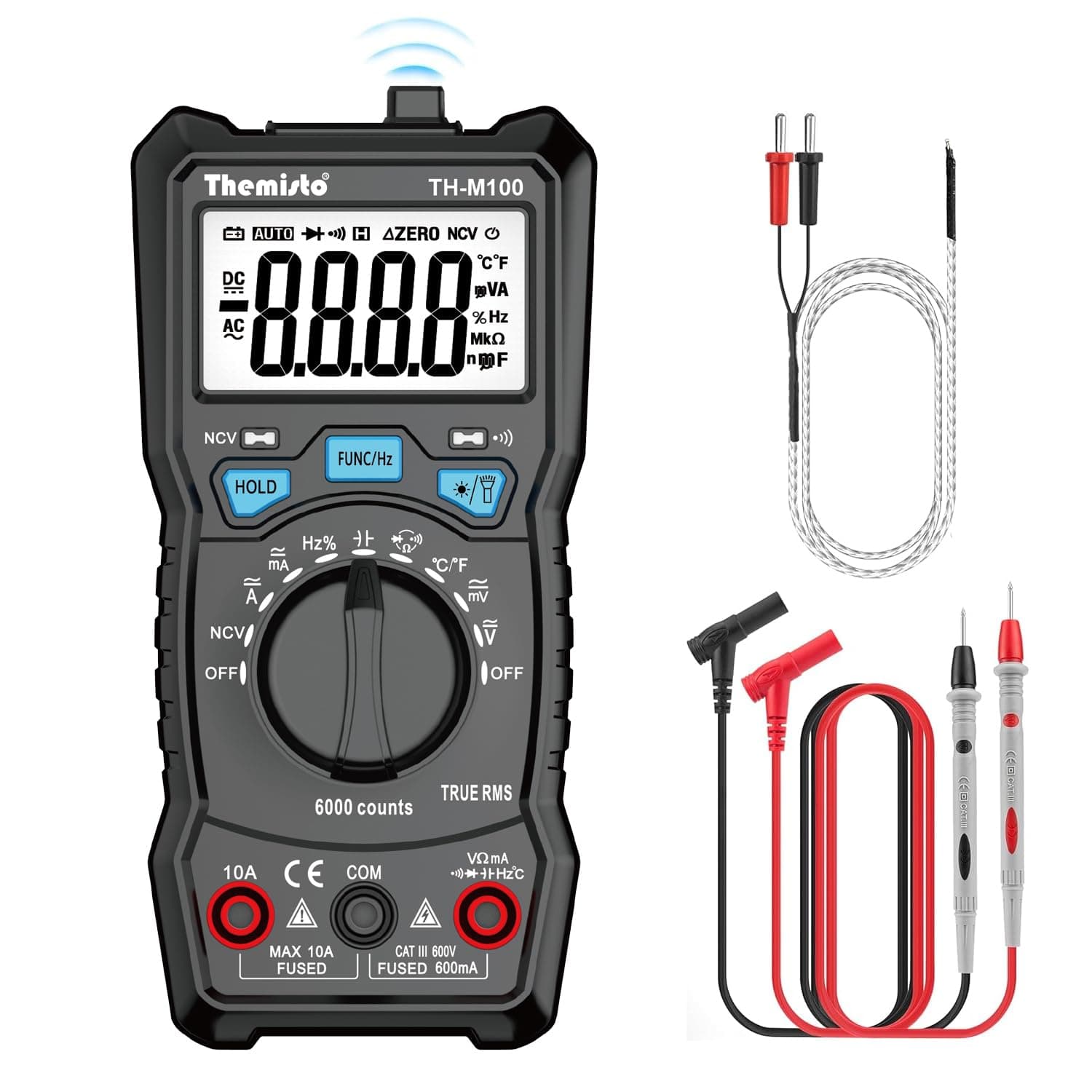 Themisto TH-M100 AC/DC Current, Autorange Digital Multimeter (Black 6000 counts)