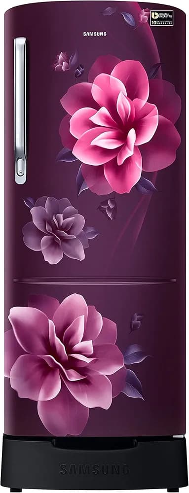 Samsung 223L 3 Star Inverter Direct-Cool Single Door Refrigerator (RR24C2823CR/NL,Camellia Purple) Base Stand Drawer 2023 Model